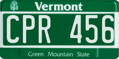 VT license plate CPR456