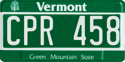 VT license plate CPR458