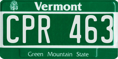 VT license plate CPR463