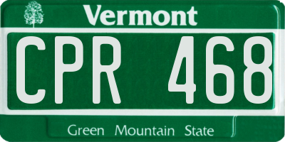 VT license plate CPR468