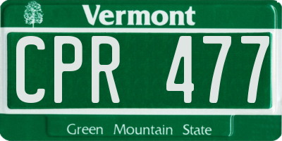 VT license plate CPR477
