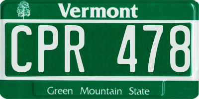 VT license plate CPR478