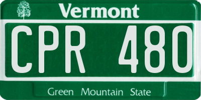 VT license plate CPR480