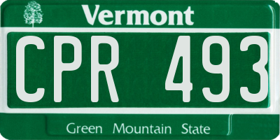 VT license plate CPR493