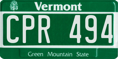 VT license plate CPR494