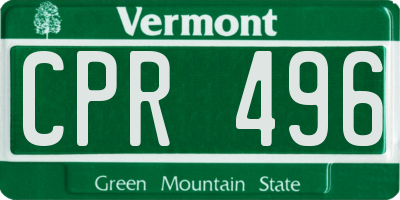 VT license plate CPR496