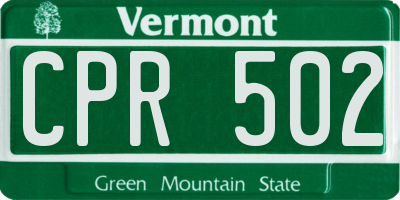 VT license plate CPR502