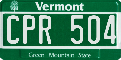 VT license plate CPR504