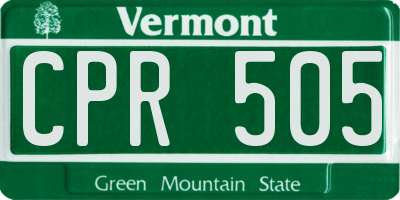 VT license plate CPR505