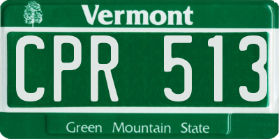 VT license plate CPR513