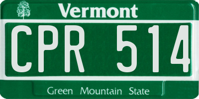 VT license plate CPR514