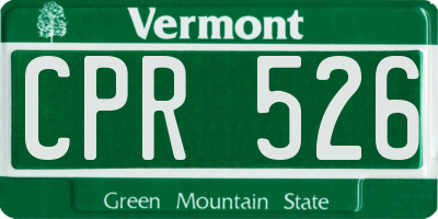 VT license plate CPR526