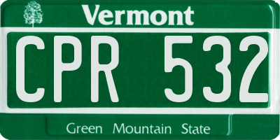VT license plate CPR532