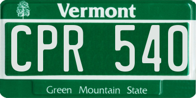 VT license plate CPR540