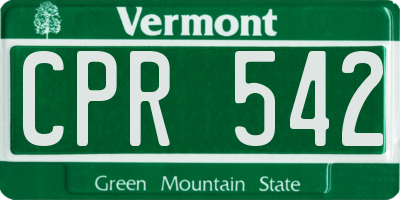 VT license plate CPR542