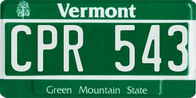 VT license plate CPR543