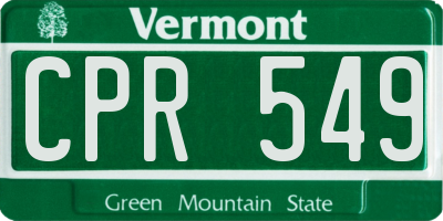 VT license plate CPR549