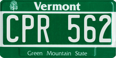 VT license plate CPR562