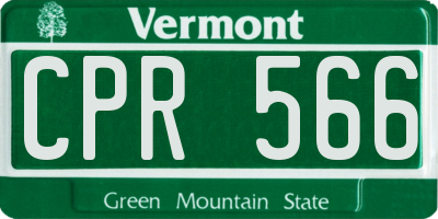 VT license plate CPR566