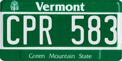 VT license plate CPR583