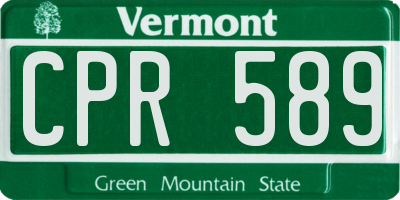VT license plate CPR589