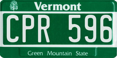 VT license plate CPR596