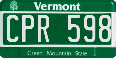 VT license plate CPR598