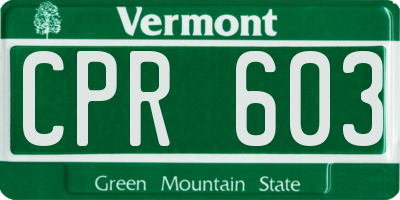 VT license plate CPR603