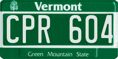 VT license plate CPR604