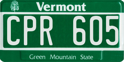 VT license plate CPR605