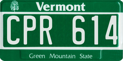 VT license plate CPR614