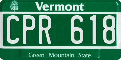 VT license plate CPR618