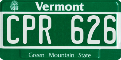 VT license plate CPR626