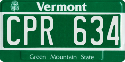 VT license plate CPR634