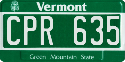 VT license plate CPR635