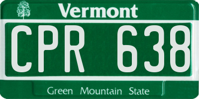 VT license plate CPR638