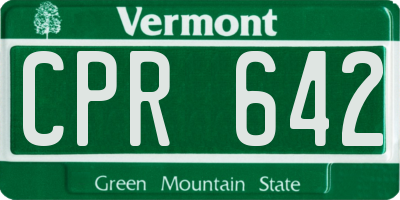 VT license plate CPR642
