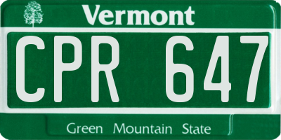 VT license plate CPR647