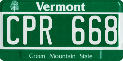 VT license plate CPR668