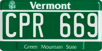 VT license plate CPR669