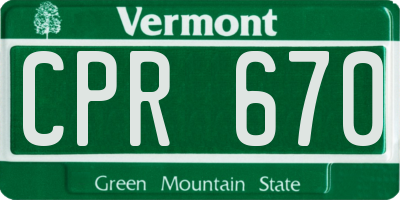 VT license plate CPR670