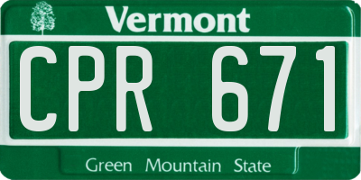 VT license plate CPR671