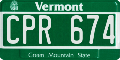 VT license plate CPR674
