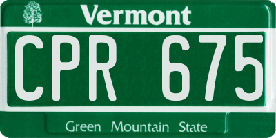 VT license plate CPR675