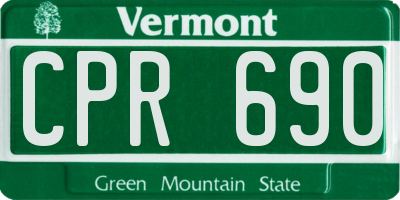 VT license plate CPR690