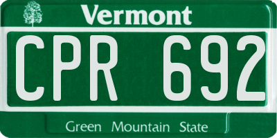 VT license plate CPR692
