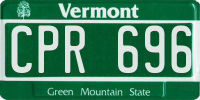 VT license plate CPR696