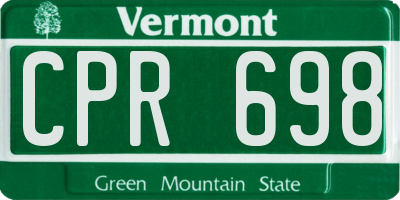 VT license plate CPR698