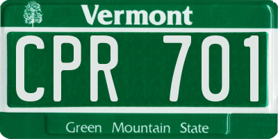 VT license plate CPR701