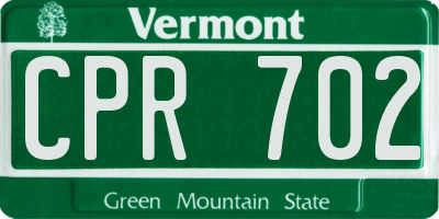 VT license plate CPR702